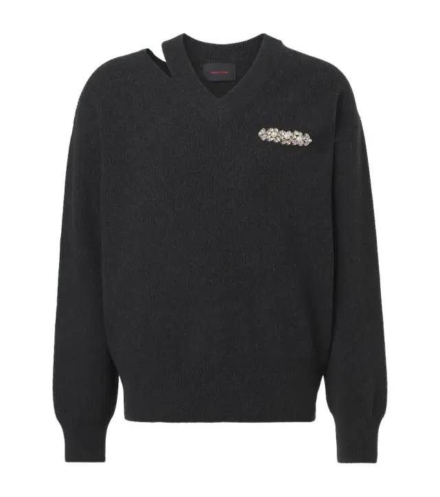 Cutout embellished wool-blend sweater