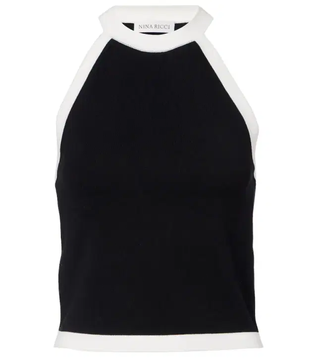 Ribbed-knit halterneck top