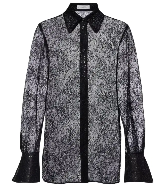 Sequined lace shirt