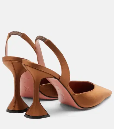 Amina Muaddi Holli satin slingback pumps | Thumbnail 2