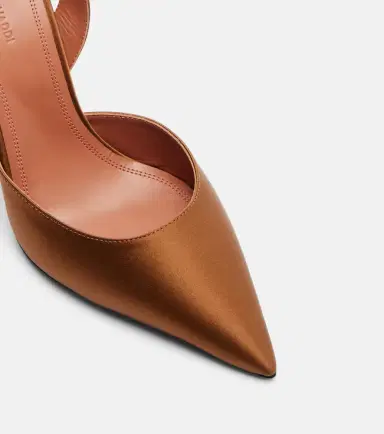 Amina Muaddi Holli satin slingback pumps | Thumbnail 3