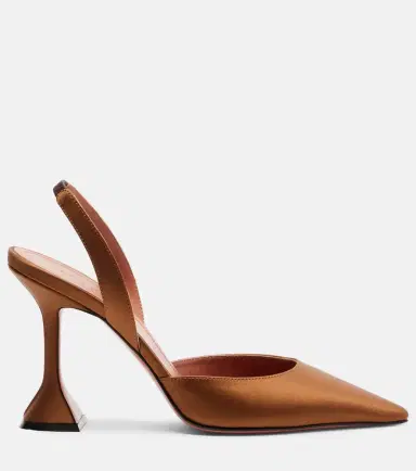 Amina Muaddi Holli satin slingback pumps | Thumbnail 4