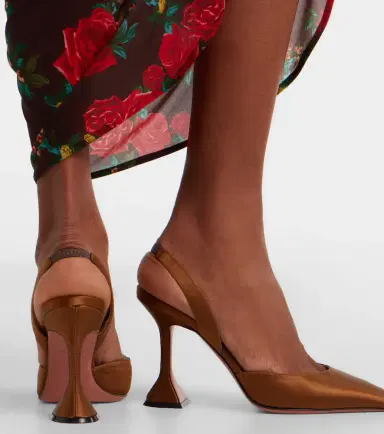 Amina Muaddi Holli satin slingback pumps | Thumbnail 5