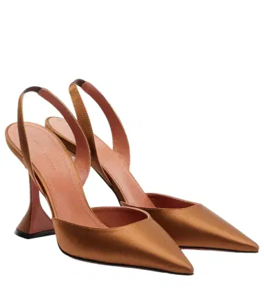 Amina Muaddi Holli satin slingback pumps | Thumbnail 1