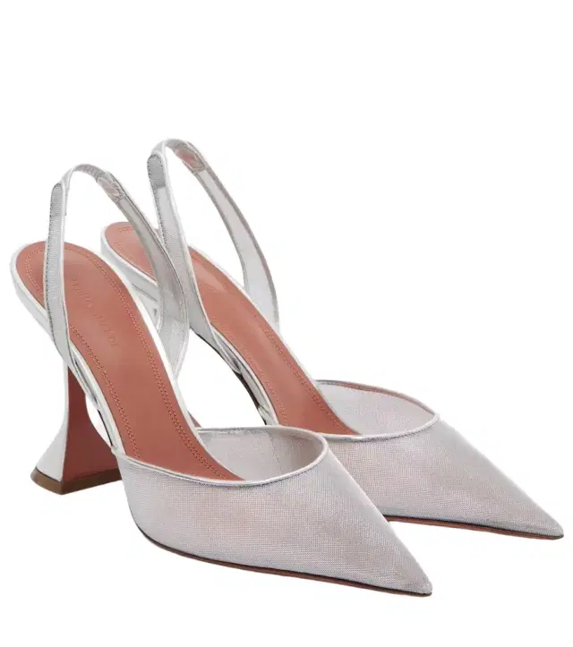 Amina Muaddi Holli mesh slingback pumps
