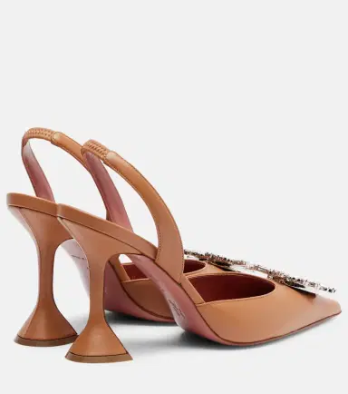 Amina Muaddi Begum 95 leather slingback pumps | Thumbnail 4