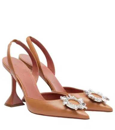 Amina Muaddi Begum 95 leather slingback pumps | Thumbnail 1
