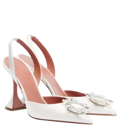 Amina Muaddi Begum 70 satin slingback pumps | Thumbnail 1 Amina Muaddi Begum 70 satin slingback pumps | Thumbnail 1