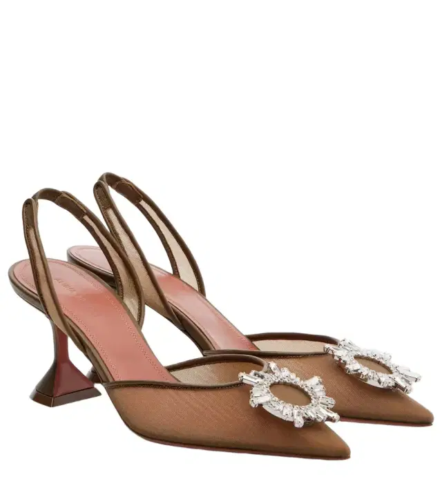 Amina Muaddi Begum embellished mesh slingback pumps