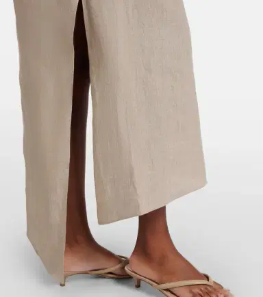 Coperni Floral-appliqué asymmetric linen maxi dress | Thumbnail 3