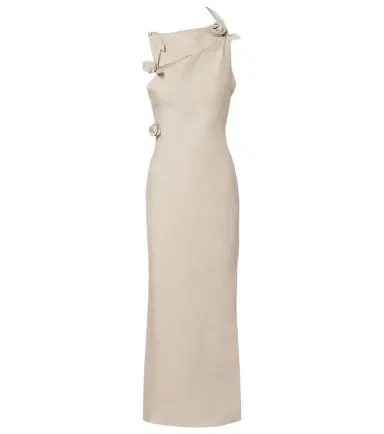 Coperni Floral-appliqué asymmetric linen maxi dress | Thumbnail 1