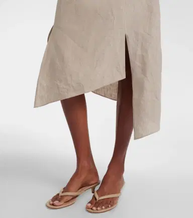 Coperni Floral-appliqué asymmetric linen midi skirt | Thumbnail 5