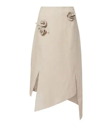 Coperni Floral-appliqué asymmetric linen midi skirt | Thumbnail 1