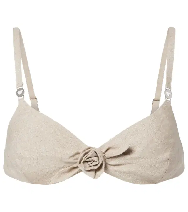 Coperni Floral-appliqué linen bra top