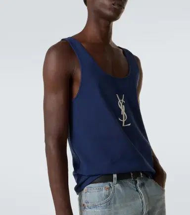 Saint Laurent Cassandre embroidered cotton tank top | Thumbnail 4