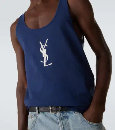 Saint Laurent Cassandre embroidered cotton tank top | Thumbnail 5