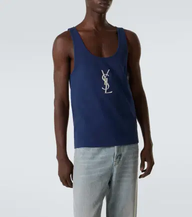 Saint Laurent Cassandre embroidered cotton tank top | Thumbnail 6