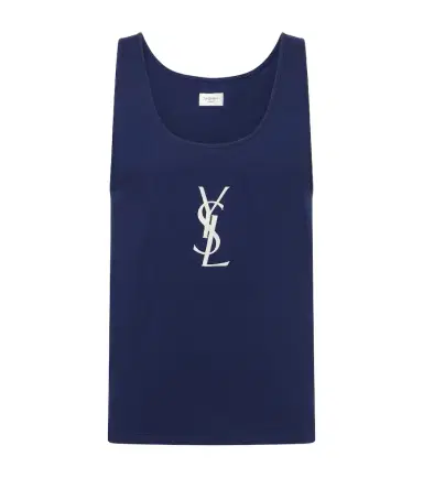 Saint Laurent Cassandre embroidered cotton tank top | Thumbnail 1