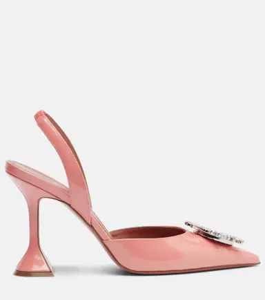Amina Muaddi Begum 95 patent leather slingback pumps | Thumbnail 4