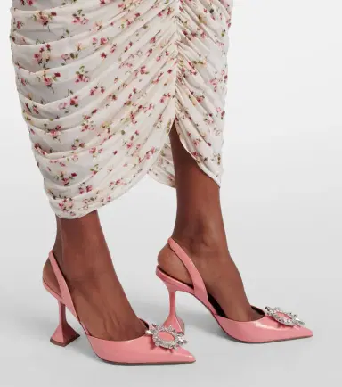 Amina Muaddi Begum 95 patent leather slingback pumps | Thumbnail 6