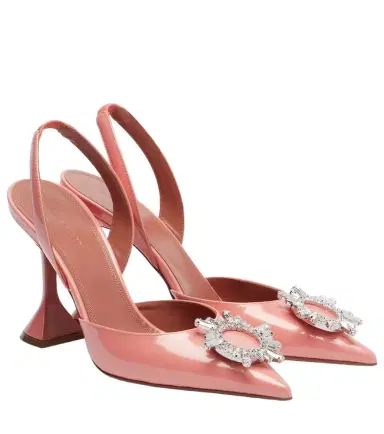 Amina Muaddi Begum 95 patent leather slingback pumps | Thumbnail 1