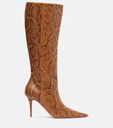 Amina Muaddi Barbara leather knee-high boots | Thumbnail 4