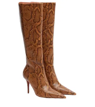 Amina Muaddi Barbara leather knee-high boots | Thumbnail 1