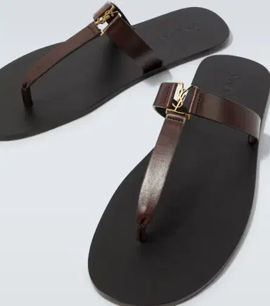 Saint Laurent Cassandre leather thong sandals | Thumbnail 4 Saint Laurent Cassandre leather thong sandals | Thumbnail 4