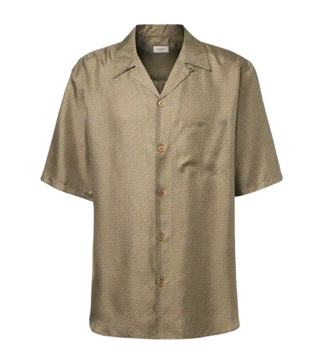 Saint Laurent Printed silk satin bowling shirt