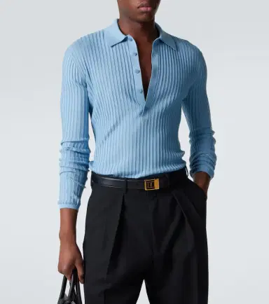 Saint Laurent Wool, cashmere, and silk polo shirt | Thumbnail 2