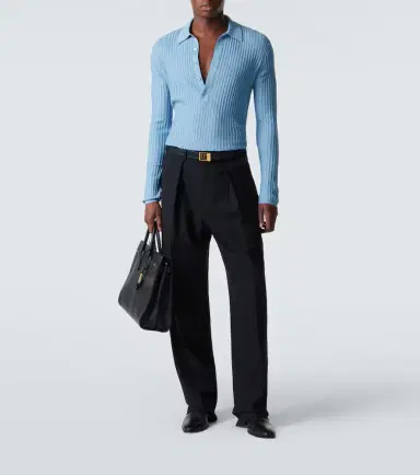Saint Laurent Wool, cashmere, and silk polo shirt | Thumbnail 3