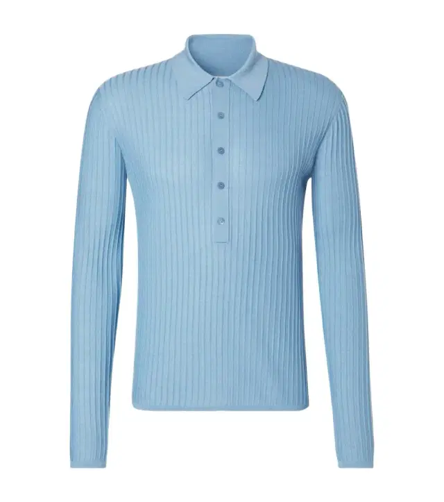 Wool, cashmere, and silk polo shirt