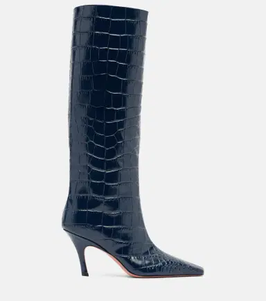 Amina Muaddi Mona croc-effect leather knee-high boots | Thumbnail 3 Amina Muaddi Mona croc-effect leather knee-high boots | Thumbnail 3