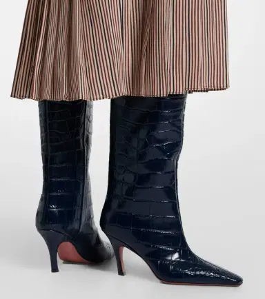 Amina Muaddi Mona croc-effect leather knee-high boots | Thumbnail 6 Amina Muaddi Mona croc-effect leather knee-high boots | Thumbnail 6