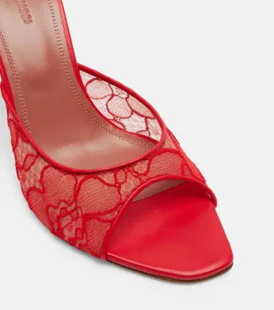 Amina Muaddi Alexa leather-trimmed lace mules | Thumbnail 2