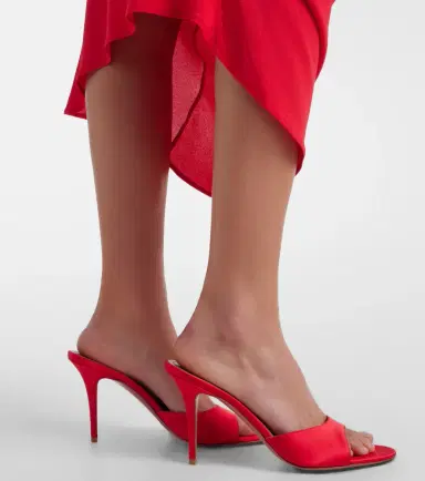Amina Muaddi Elodie 90 satin mules | Thumbnail 6