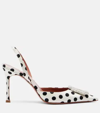 Amina Muaddi Camelia polka-dot satin slingback pumps | Thumbnail 2 Amina Muaddi Camelia polka-dot satin slingback pumps | Thumbnail 2