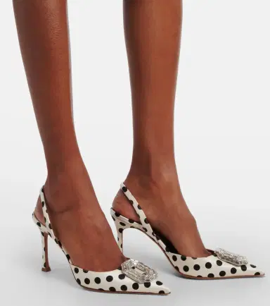 Amina Muaddi Camelia polka-dot satin slingback pumps | Thumbnail 5 Amina Muaddi Camelia polka-dot satin slingback pumps | Thumbnail 5