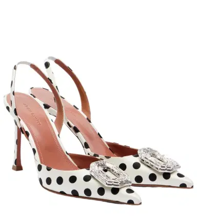 Amina Muaddi Camelia polka-dot satin slingback pumps | Thumbnail 1 Amina Muaddi Camelia polka-dot satin slingback pumps | Thumbnail 1