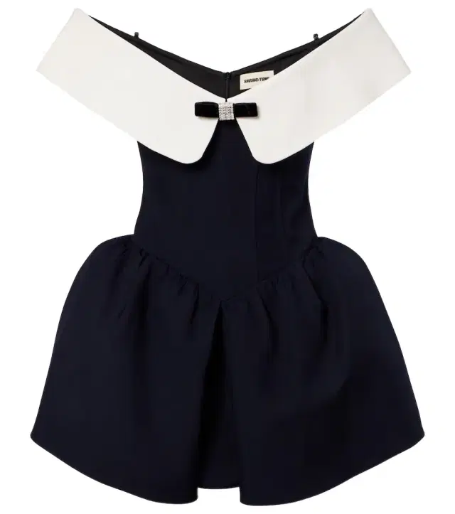 Shushu/Tong Off-shoulder wool and silk minidress