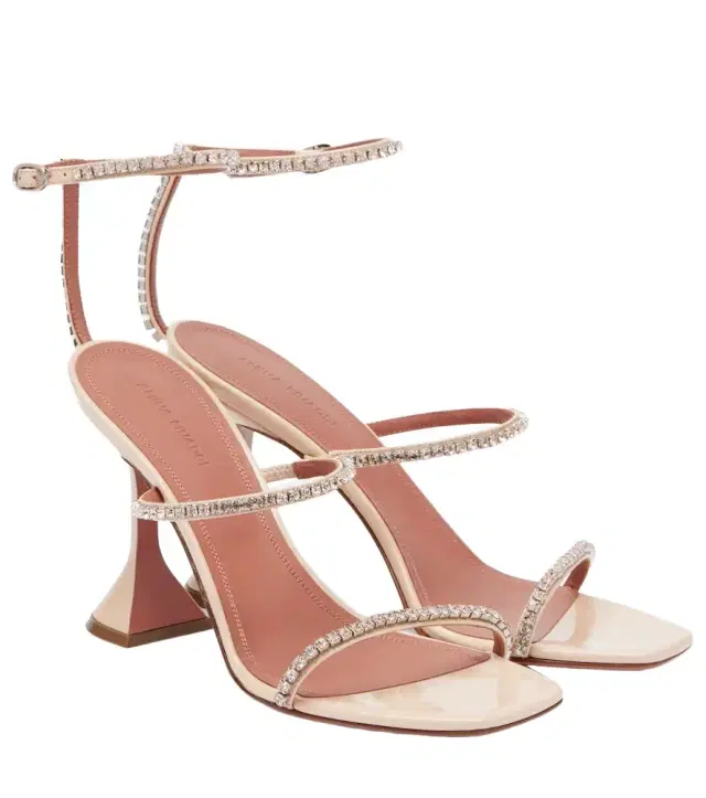 Amina Muaddi Gilda embellished patent leather sandals