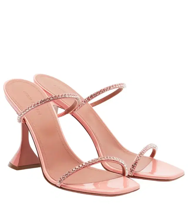 Amina Muaddi Gilda embellished patent leather sandals