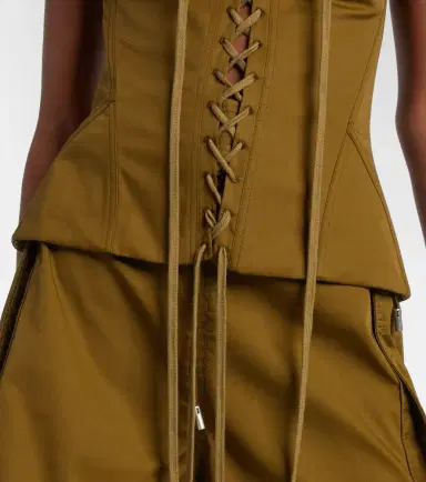 McQueen Cutout lace-up cotton corset top | Thumbnail 2