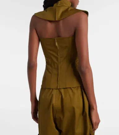 McQueen Cutout lace-up cotton corset top | Thumbnail 3