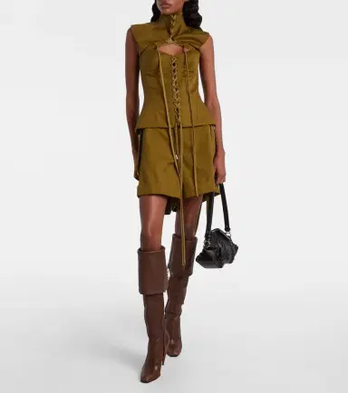 McQueen Cutout lace-up cotton corset top | Thumbnail 4
