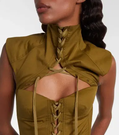 McQueen Cutout lace-up cotton corset top | Thumbnail 5
