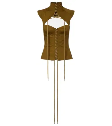 McQueen Cutout lace-up cotton corset top | Thumbnail 1