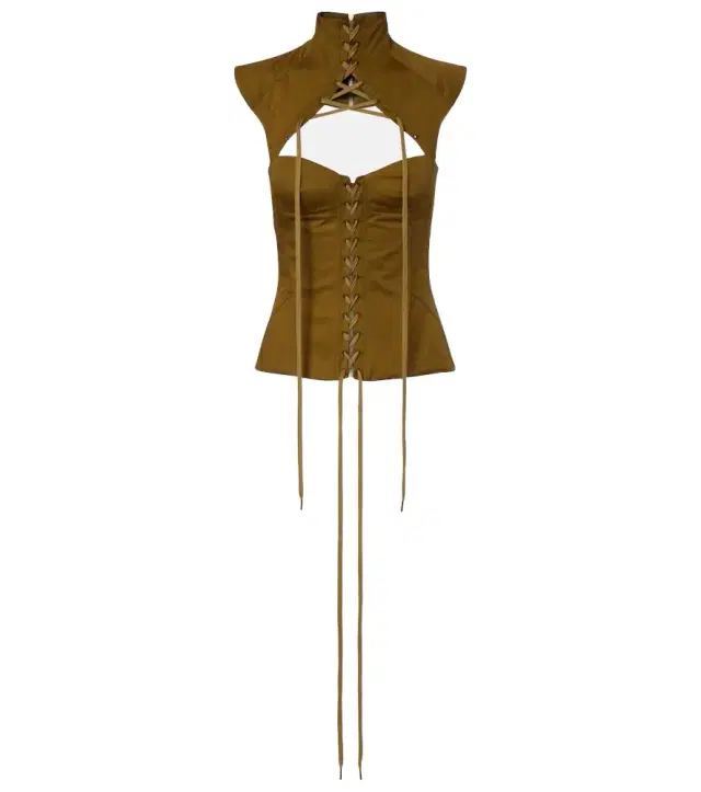 Cutout lace-up cotton corset top