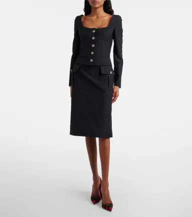 McQueen Chalk stripe wool and mohair bustier top | Thumbnail 5 McQueen Chalk stripe wool and mohair bustier top | Thumbnail 5