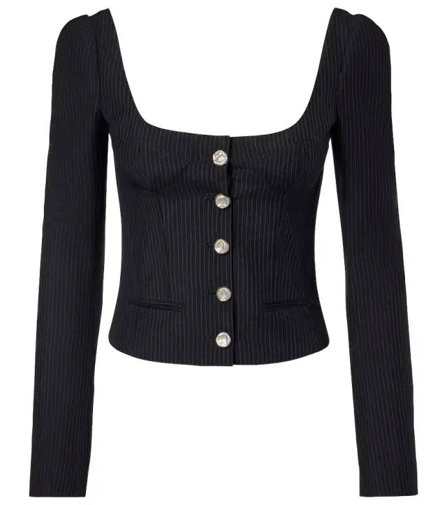 Chalk stripe wool and mohair bustier top